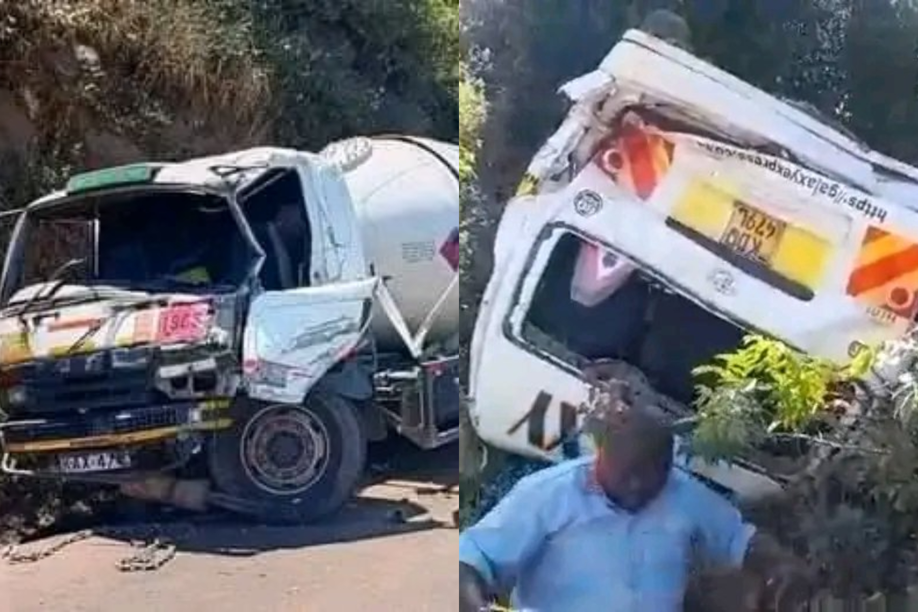 Photocollage of a road accident at Mai Mahiu.